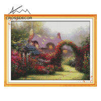 Crossdecor Cross Stitch ชุดด้วยวัสดุภูมิทัศน์ผ้าพิมพ์ผ้าฝ้ายโรงงาน Outlet ผ้า11CT 14CT ปักชุดสำหรับผู้เริ่มต้น Craft Handmade ตกแต่งสำหรับ Sala Wall - Garden Cabin