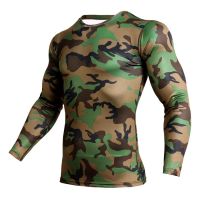 Camouflage Compress Shirt Men Solid Long Sleeve Fitness T Shirt Men Tee Sport T Shirt Homme Quick Dry Men Fashion Shirt Tops Tee