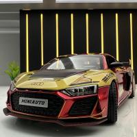 Jianyuan โลหะผสมรถรุ่น Audi R8 ติดตามรถสปอร์ตพร้อมเสียงและแสงคอลเลกชันโมเดลรถของเล่นสำหรับเด็กผู้ชาย ~