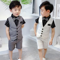 autumn Flower baby Boys Wedding vest sets dress Solid vest +Pants 2Pcs children clothes Kids Party Host Costume clothes