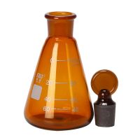 [Fast delivery]Original free shipping Fujian glass white/brown stoppered Erlenmeyer flask with graduated laboratory standard ground mouth Erlenmeyer flask