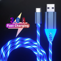 3A เฮดโฟน USB Type C สายชาร์จเร็วสำหรับซัมซุงฮัวเหว่ยเสี่ยวหมี่12 11ไฟ LED ที่ชาร์จโทรศัพท์มือถือสายชาร์จ