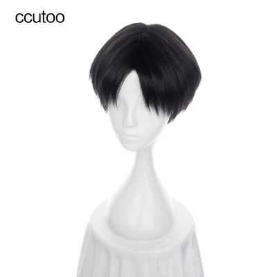 Ccutoo 30Cm Black Short Straight Parting Hairstyled Synthetic Wig For Halloween Party Cosplay Wig Costume Hair