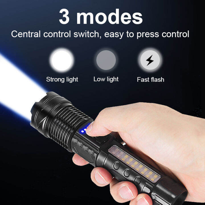 xhp50-ledไฟฉายพลังสูง-usb-ซูมแอลอีดีไฟฉายไฟสำหรับการตั้งแคมป์-7-mode-flashlight-อลูมิเนียมอัลลอยด์-usbไฟฉายแบบชาร์จ-มีไฟกระพริบ-ไฟฉายซูมได-1500-เมตรไส้ตะเกียง-สร้างขึ้นในแบตเตอรี่ไฟฉายแบบพกพา-7-โหมดแส