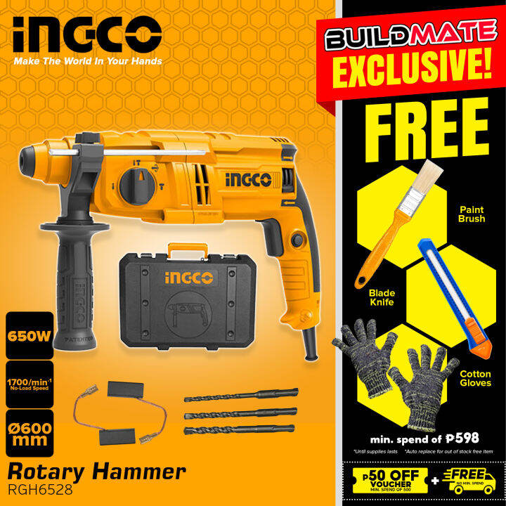 INGCO Industrial Rotary Hammer SDS+22MM Plus Chuck System 3 Mode 650W