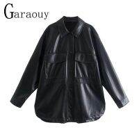 Garaouy 2022ผู้หญิงแฟชั่นหลวม Faux หนังเสื้อแจ็คเก็ตหญิงแขนยาว PU เสื้อ Outwear Mujer