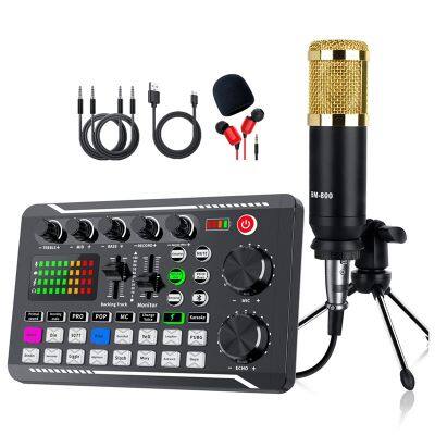 Portable Sound Card Kit PC Condenser Microphone Set Live Sound Card F998 BM800 Set