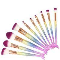 Artist Mermaid Highlighter Face Set Of Bronzer Eyeshadow Lip Makeup Brushes Kit Natural Tool Mermaid Pencil Cosmetics Foundation