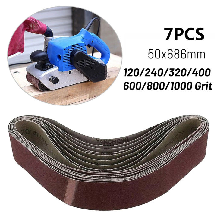 cw-7pcs-50x686mm-sanding-belt-sander-120-1000-grit-กระดาษทรายแถบขัดเครื่องมือไม้โลหะขัดอุปกรณ์เสริม