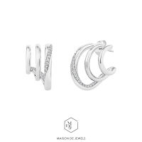 Maison de Jewels - Climbing Twist Earrings ต่างหูเงิน ต่างหูห่วง ต่างหูออกงาน ต่างหูดีไซน์ ต่างหูเพชร CZ ต่างหูใส่ทุกวัน