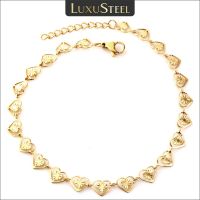 LUXUSTEEL Womens Mini Heart Chain Anklet Gold Color Stainless Steel Ankle Bracelets On the Leg Trendy Bobo Jewelry Gifts