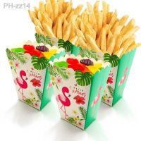 6pcs Paper Candy Popcorn French Fries Paper Box Hawaiian Theme Party Flamingo Paper Cup  Cardboard Popcorn Container For Birth