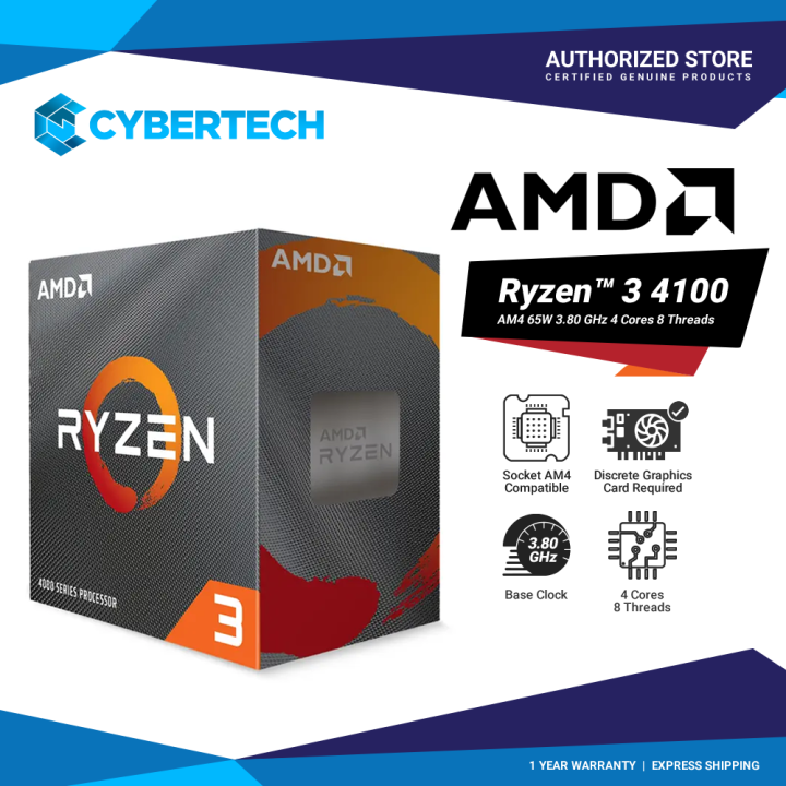 AMD Ryzen 3 4100 Quad-Core Socket AM4 65W None Integrated Graphics ...