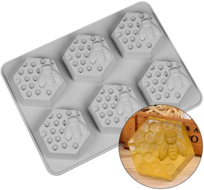 พิมพ์ซิลิโคน รังผึ้ง 6 เหลี่ยม 6 ช่อง(คละสี) 6 cavity Honeycomb อย่างดี จึงสามารถสัมผัสกับอาหารได้