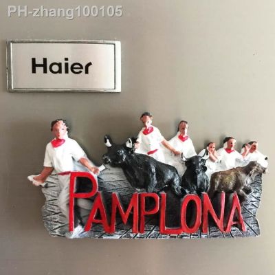 QIQIPP Pamplona Spain Painted Three-dimensional Magnetic Sticker Fridge Magnet Creative Travel Souvenirs