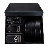 New Designer Mens Black Leather Belt Alloy Automatic Buckle For Men Genuine Belt Business Wedding Gift Box Sets +1