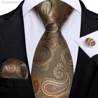 ◕ 2022 New Brown Paisley Luxury Designer Jacquard Woven Silk Ties for Men Business Wedding Men Accessories Anniversary Gift