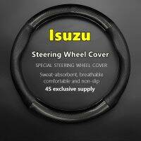 gthrrftdb For Isuzu Steering Wheel Cover Genuine Leather Carbon Fiber Fit D-Max MU-X T17 Taga Rodeo JIM