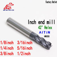 คาร์ไบด์ทังสเตนเหล็กนิ้วตัดกัด18 316 14 516 38 12 "CNC End Mill 4ขลุ่ยมืออาชีพ HRC55 3.175 6.35 12.7มิลลิเมตร