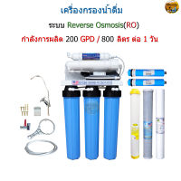 เครื่องกรองน้ำระบบ Reverse Osmosis กำลังการผลิต 200 GPD(800ลิตร)