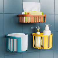 1 Pc Punch-free Toilet Paper Rack Wall-mounted Bathroom Cosmetic Storage Basket Multifunction Roll Paper Storage Rack Container