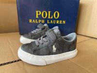 Ralphˉ Laurenˉ 2023 Dark Gray Camouflage Soft PU Leather Single Buckle Boys’ Shoes