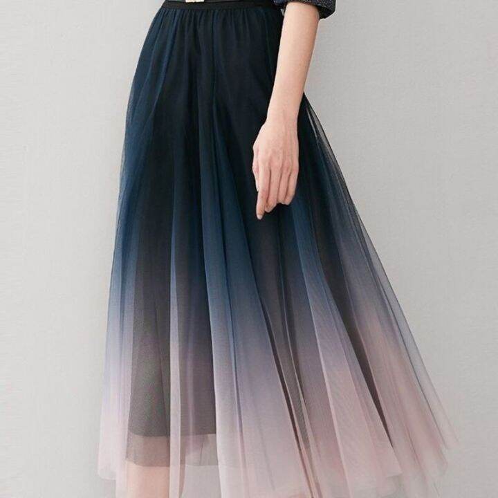 elegant-tulle-skirts-women-high-waist-gradient-mesh-pleated-midi-skirt-korean-elastic-loose-casual-all-match-a-line-skirt