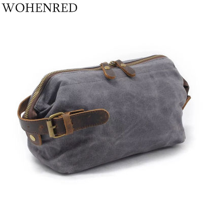 Wholesale Men Small Bag Vintage Leather Canvas Wrist Wrap Purses On Carry Travel Storage Bag Casual Male Hand Bag Day Cluthes