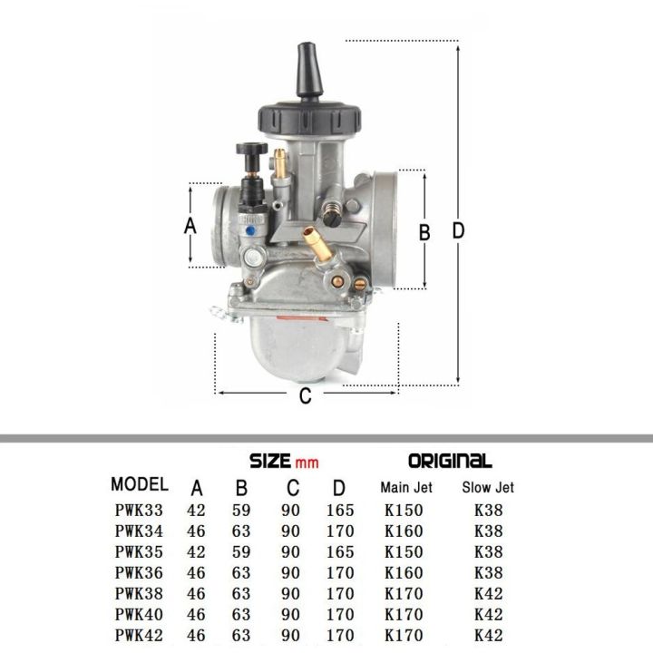 คาบูเรเตอร์มอเตอร์ไซค์-pwk-33-35-36-38-40-42มม-สำหรับ-keihin-2t-4t-สกู๊ตเตอร์-atv-utv-250cc-300จักรยานวิบาก-mx-มอเตอร์ครอส-atv-รูปสี่เหลี่ยม