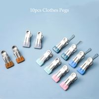 10pcs Stainless Steel Clothespins Laundry Chip Hooks Windproof Clothes Pegs Photo Clip Towel Hooks Holders Laundry Storage Racks