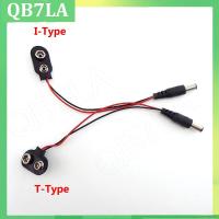 QB7LA shop 5/10Pcs DC 9V Battery Clips Connector Buckle Connect wires Black Red Cable Connection dc male 5.5x2.1mm