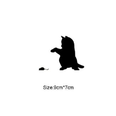 แมวและหนูสีดำพีวีซีรูปแบบสติกเกอร์ติดผนังแบบลอกออกได้ชุดตกแต่งห้องนอนห้องนั่งเล่น