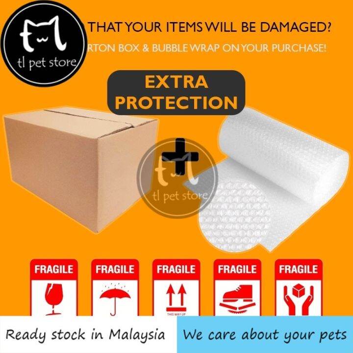 CARTON BOX + BUBBLE WRAP EXTRA PROTECTION YOUR PURCHASE ORDER S/M/L
