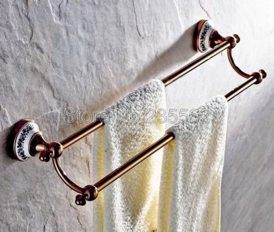 ♠✖■ Róża złota miedź do montażu na ścianie podwójny uchwyt na ręcznik ręczniki akcesoria łazienkowe wieszak na ręczniki uchwyt na ręczniki Lba382