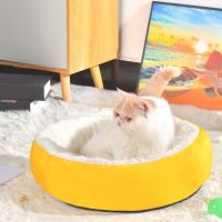 รอบ Cat Dog Bed House Kennel Mats Soft Plush Mat Warm Basket Cushion Cats House โซฟาเครื่องซักผ้า Kennel