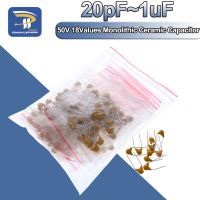 18values*10pcs =180pcs Monolithic Ceramic Capacitor 20pF~1uF, (105) 50V Multilayer Ceramic Capacitor Assorted Kit 22PF 30PF 100P