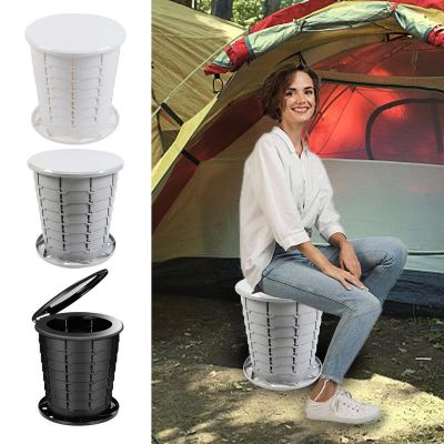 hot！【DT】☼₪  New Folding Toilet Outdoor Camping Potty Trash Can Movable Bathrooms Car Trip