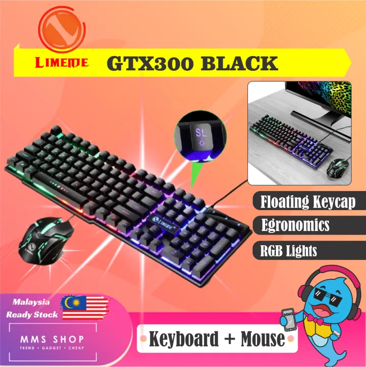 Limeide GTX300 Gaming Keyboard & Mouse Set Combo GTX300 RGB Rainbow Light Colourful Keypad