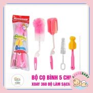 Bộ cọ rửa bình sữa 5 chi tiết xoay 360 độ