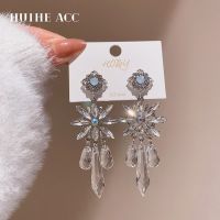 [COD] needle inlaid diamond crystal flower earrings Europe and the States heavy industry sense personality temperament fashion net red women