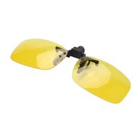 Rectangle Clear Yellow Lens Rimless Clip On Night Vision Driving Glasses