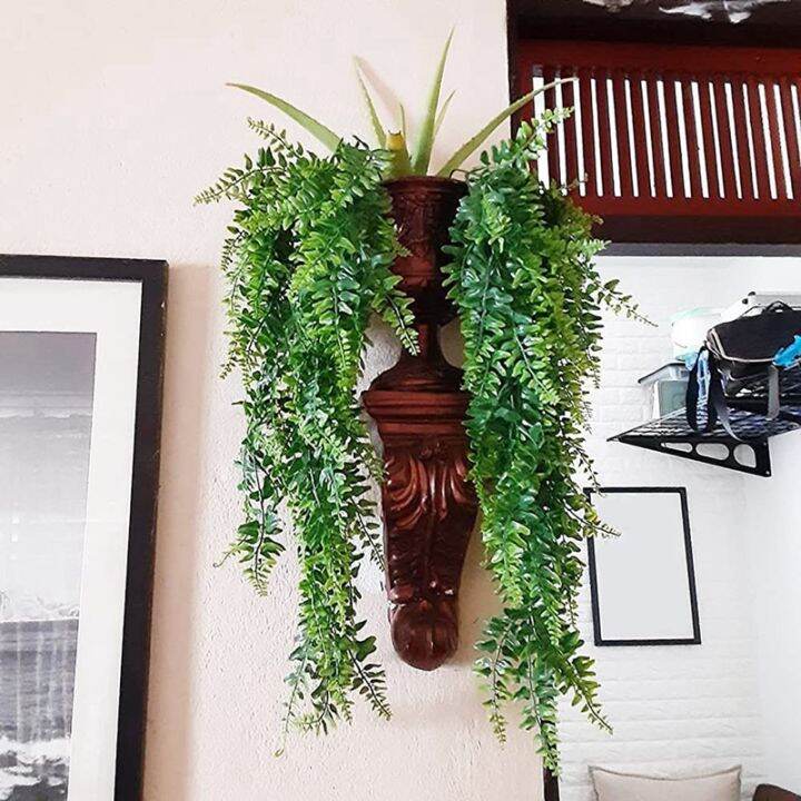 2-pcs-artificial-hanging-ferns-plants-vine-fake-ivy-boston-fern-hanging-plant-outdoor-uv-resistant-plastic-plants