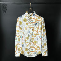 Versace เสื้อแฟชั่นลำลองคอปกเสื้อเชิ้ตผู้ชายแขนยาวสำหรับ MVSS-10,ชุดแฟชั่นสไตล์ลำลองเสื้อเชิ้ตชายหาด