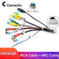 Camecho 2 Din Cable RCA Output Cable External Microphone Adapter Cable Universal For 2 din Car Radio RCA Output Cable MIC Cable