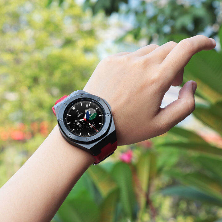 （HOT)Luxury Stainless Steel Case For Samsung Watch 4 Classic 46MM