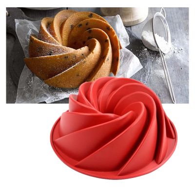【lz】✥✌✠  3D Silicone Cake Mold Big Swirl Forma Não-Stick Baking Pan Round Large Muffin Pan Ferramentas de cozimento da cozinha Bakeware Bakery Supplies