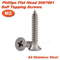 M22mm A2สแตนเลสสตีลฟิลลิป Cross Recessed Countersunk สกรู Din7982