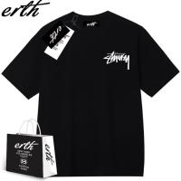 ☽☍┇ STUˉSSYˉ Stuˉssˉy back panel logo printed trendy brand short-sleeved T-shirt for men and women pure cotton letter half-sleeved shirt for men