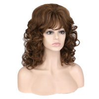 Hot SuQ Classic Curly Wig Hair Synthetic Natural For Women Cosplay Mixing Color Brown Wigs Daily Use Heat Resistant Daily Wigs