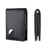 ZZOOI RFID Blocking Mens Credit Card Holder Genuine Leather Wallet for Men Money Clip Minimalism Airtag Wallet Card Holder